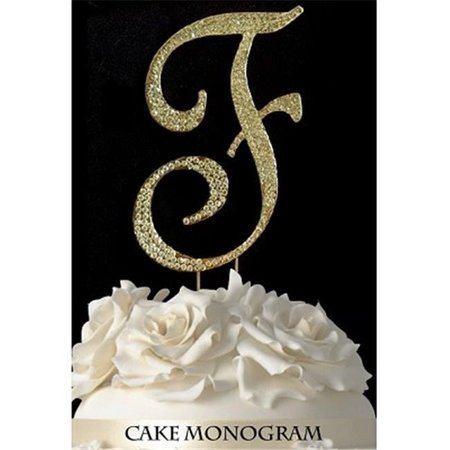 DE YI ENTERPRISE De Yi Enterprise 33015-Fg Monogram Cake Toppers - Gold Rhinestone - F 33015-Fg